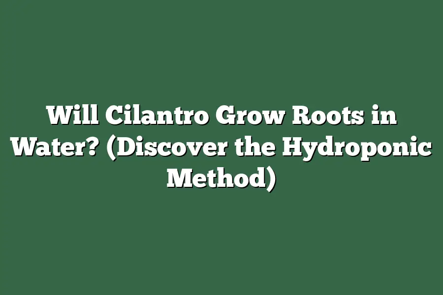 Will Cilantro Grow Roots in Water? (Discover the Hydroponic Method)